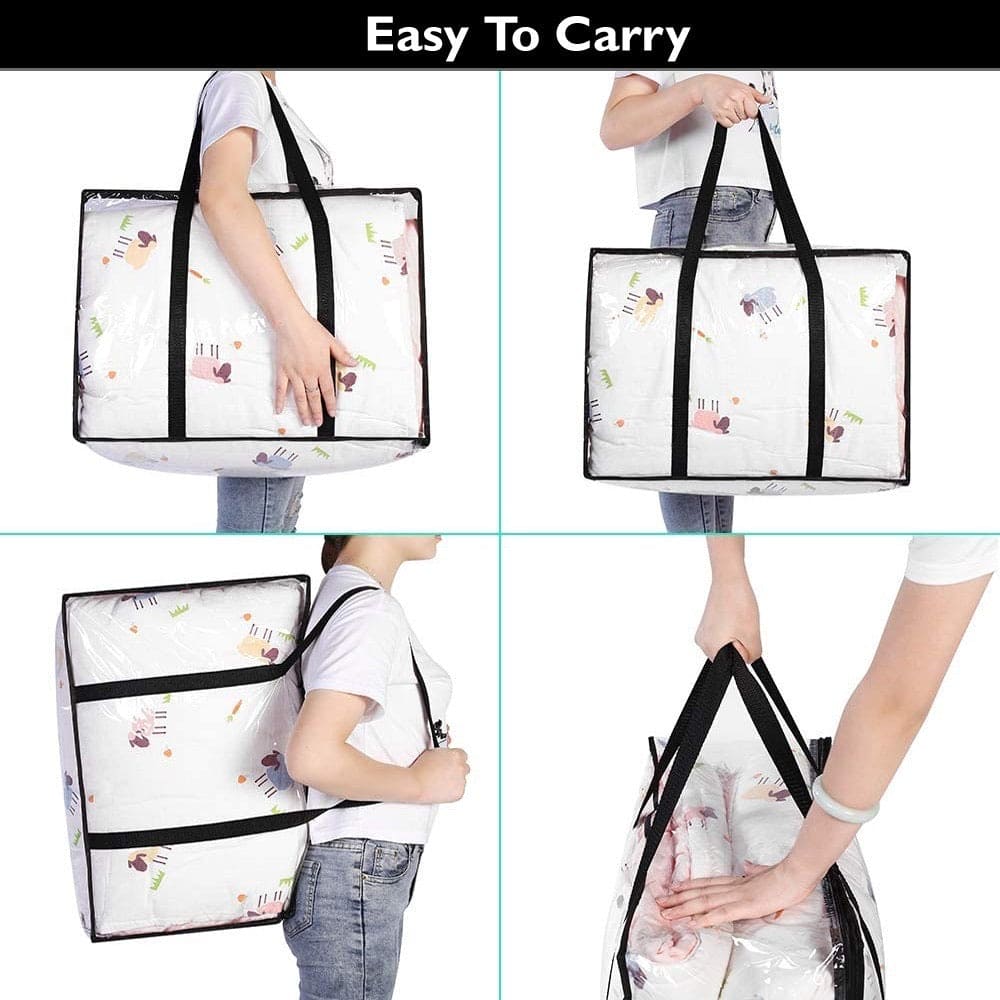 Comforter Storage Bag, Transparent Moving Totes with Sturdy Zipper, Zipper Bag For Clothes, Blankets & Comforter Comforter Storage Bag, Transparent Moving Totes with Sturdy Zipper, Zipper Bag For Clothes, Blankets & Comforter